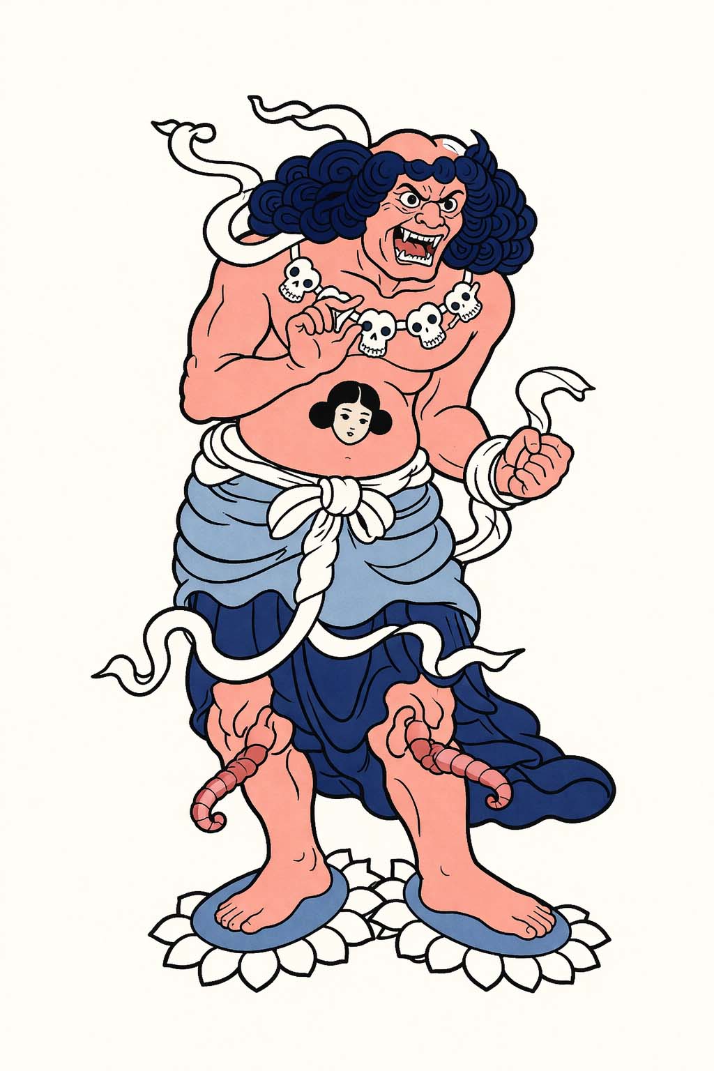 深沙大将の勇壮な姿と仏法守護の力を表す画像